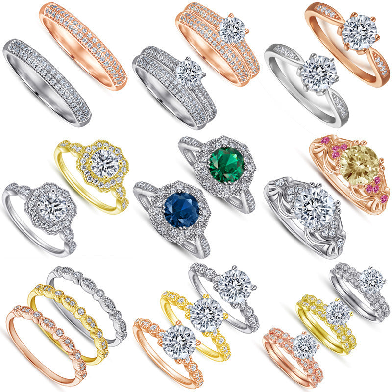 European And American Zircon Silver Ring Fashion Jewelry Women