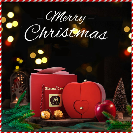 Luxury Apple-Shaped Flower Box with Drop Stone Necklace