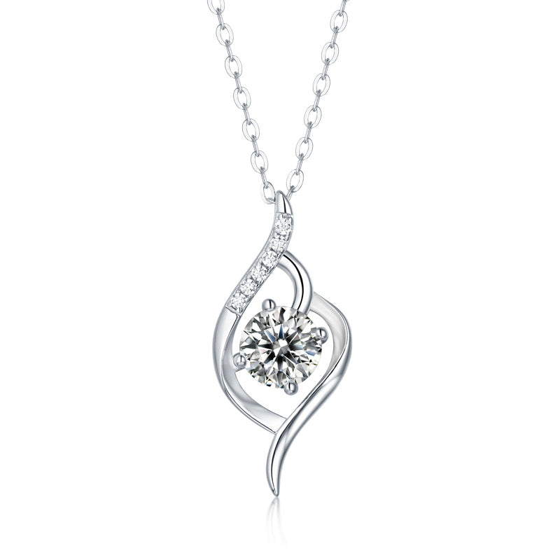 A Beautiful City Luxury Fashion Diamond Pendant Necklace Set With Mosan Diamond Silver Ornaments