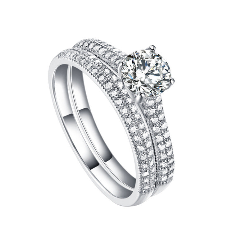 European And American Zircon Silver Ring Fashion Jewelry Women